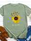 tanie T-shirty damskie-yssgtt be kind sunflower t-shirt damski śliczny zabawny graficzny tee nastolatki dziewczęce na co dzień koszula z krótkim rękawem topy szare