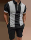 Недорогие Наборы мужских футболок-мужской комплект рубашки для гольфа в ломаную клетку с цветными блоками классический воротник повседневная повседневная молния лоскутное шитье топы с коротким рукавом деловая повседневная мода