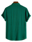 abordables camisas casuales de los hombres-Hombre Camisa Camisa de verano Color sólido Plano Escote Chino Negro Vino Verde Ejército Verde Trébol Caqui Trabajo Casual Manga Corta Ropa Moda Ropa de calle Casual Clásico