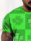 お買い得  メンズ3DＴシャツ-男性用 Tシャツ デザイナー ファッション クール 夏 半袖 グリーン グラフィック プリント ラウンドネック カジュアル 日常 3Dプリント 服装 デザイナー ファッション クール