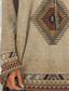 ieftine Tricouri Damă-Pentru femei Tricou Designer Tipărire 3D Plisat Bloc Culoare Geometric Tribal Design Manșon Lung Rotund Casual Zilnic Imprimeu Îmbrăcăminte Îmbrăcăminte Designer Έθνικ Epocă Bej