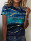 cheap Women&#039;s T-shirts-Women&#039;s T shirt Tee Designer 3D Print Graphic Geometric Design Short Sleeve Round Neck Casual Print Clothing Clothes Designer Basic Blue