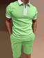 preiswerte T-Shirts-Sets für Männer-herren golf shirt set einfarbig einfarbig farbblock klassischer kragen street casual reißverschluss patchwork kurzarm tops lässige mode klassisch slim fit schwarz / rot schwarz / grau grün sommer