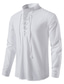 billiga fritidsskjortor för män-Herr linneskjorta Skjorta Solid färg Hög krage Svart Vit Marinblå Blå Kaki Plusstorlekar Dagligen Långärmad Kläder Mode