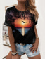 Χαμηλού Κόστους Γυναικεία T-Shirts-Γυναικεία Μπλουζάκι Υψηλής Ποιότητας 3D εκτύπωση Γραφική Τοπίο 3D Σχέδιο Κοντομάνικο Στρογγυλή Λαιμόκοψη Causal Αργίες Στάμπα Ρούχα Ρούχα Υψηλής Ποιότητας Βασικό Μαύρο