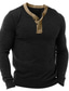 お買い得  メンズヘンリーシャツ-男性用 ヘンリーシャツ Tシャツ 1950年代風 長袖 カラーブロック 動物 ヘンリー カジュアル 日常 ボタンダウン 服装 ライトウェイト 1950年代風 カジュアル ブラック イエロー