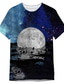 Χαμηλού Κόστους Ανδρικά 3D T-shirts-Ανδρικά Μπλουζάκι Υψηλής Ποιότητας Καθημερινό Κλασσικό Καλοκαίρι Κοντομάνικο Θαλασσί Γαλαξίας Γραφική MOON Στάμπα Στρογγυλή Ψηλή Λαιμόκοψη Καθημερινά Αθλητικά Στάμπα Ρούχα Ρούχα