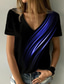 お買い得  レディースＴシャツ-女性用 Tシャツ デザイナー 半袖 グラフィック デザイン 3Dプリント Ｖネック カジュアル プリント 服装 デザイナー ベーシック グリーン ブルー パープル