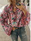 cheap Boho Tops-Women&#039;s Shirt Blouse Yellow Pink Dusty Rose Graphic Floral Button Print Long Sleeve Daily Holiday Vintage Boho Streetwear Round Neck Regular Boho S