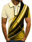 cheap Graphic Polo-Men&#039;s Collar Polo Shirt Golf Shirt Tennis Shirt T shirt Tee 3D Print Graphic Prints Linear Collar Street Casual Button-Down Short Sleeve Tops Casual Fashion Cool Purple Yellow