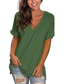 preiswerte T-Shirt-Damen Alltag Täglich Wochenende T Shirt Glatt Kurzarm V Ausschnitt Basic Oberteile Grün Weiß Schwarz S