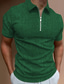 cheap Classic Polo-Men&#039;s Golf Shirt Print Striped Classic Collar Casual Daily Zipper Patchwork Short Sleeve Tops Business Casual Fashion Classic Green Black Khaki Summer Shirts