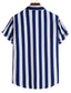 billige Skjorter med tryk til mænd-herreskjorte stribet turndown street casual button-down print kortærmede toppe afslappet mode åndbar behagelig hvidvin marineblå sommerskjorter sommerskjorter