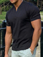 ieftine Tricouri casual pentru bărbați-Bărbați Tricou Vară Culoare solidă Manșon scurt În V Casual Zilnic Îmbrăcăminte Îmbrăcăminte Ușor Casual Modă Alb Negru Gri