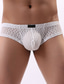 cheap Men&#039;s Exotic Underwear-Men&#039;s Plus Size Lace Sexy Pure Color Sexy Panties Boxers Underwear Stretchy Mid Waist Super Sexy 1 PC White S