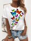 cheap Women&#039;s T-shirts-Women&#039;s T shirt Tee Designer 3D Print Graphic Butterfly Design Short Sleeve Round Neck Casual Print Clothing Clothes Designer Basic White Black