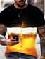 baratos T-shirts Homem com Estampado 3D-Homens Camiseta Designer Casual Clássico Verão Manga Curta Amarelo Gráfico Cerveja Estampado Gola Redonda Casual Diário Imprimir Roupas Designer Casual Clássico