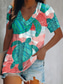 お買い得  レディースＴシャツ-女性用 Tシャツ デザイナー 半袖 幾何学模様 海洋 3Dプリント Ｖネック カジュアル 祝日 プリント 服装 デザイナー ベーシック エスニック グリーン ブルー ライトグリーン