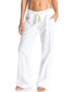 abordables Pantalones de mujer-Pantalones de pierna ancha de cintura alta para mujer, pantalones informales de lino y algodón bordados suaves y transpirables