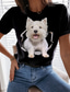 お買い得  レディースＴシャツ-女性用 Tシャツ デザイナー 熱間鍛造 犬 グラフィック 3D デザイン 半袖 ラウンドネック カジュアル プリント 服装 デザイナー ベーシック グリーン ホワイト ブラック