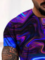 お買い得  メンズ3DＴシャツ-男性用 Tシャツ デザイナー ファッション クール 夏 半袖 ブルー グラフィック プリント ラウンドネック カジュアル 日常 3Dプリント 服装 デザイナー ファッション クール