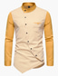 levne Košile k obleku-pánská košile bez potisku barevný blok nadměrná velikost stojáček denní topy s dlouhým rukávem módní modrá vínová žlutá letní košile