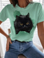 economico T-Shirt da donna-Per donna maglietta Originale Stampa 3D Gatto Pop art 3D Design Manica corta Rotonda Informale Stampa Abbigliamento Abbigliamento Originale Essenziale Verde Blu Viola