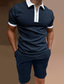 Недорогие Наборы мужских футболок-мужской комплект рубашки для гольфа однотонный однотонный цветной блок классический воротник уличный повседневный молния пэчворк топы с короткими рукавами повседневная мода классический приталенный