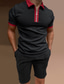 cheap Men&#039;s T shirt and Shorts Set-Men&#039;s Golf Shirt Set Solid Colored Solid Color Color Block Classic Collar Street Casual Zipper Patchwork Short Sleeve Tops Casual Fashion Classic Slim Fit Black / Red Black / Gray Green Summer Shirts