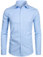 Χαμηλού Κόστους Επίσημα πουκάμισα-ανδρικό πουκάμισο μονόχρωμο γιακά γάμου μακρυμάνικο slim tops business streetwear κρασί μπλε λευκό/γαμήλιο
