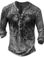 Χαμηλού Κόστους ανδρικά πουκάμισα henley-Ανδρικά Πουκάμισο Henley Μπλουζάκι Δεκαετία του 1950 Μακρυμάνικο Γραφική Αετός Μεγάλα Μεγέθη Χένλι Δρόμος Causal Κουμπί-Κάτω Στάμπα Ρούχα Ρούχα Βασικό Δεκαετία του 1950 Καθημερινό