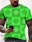 お買い得  メンズ3DＴシャツ-男性用 Tシャツ デザイナー ファッション クール 夏 半袖 グリーン グラフィック プリント ラウンドネック カジュアル 日常 3Dプリント 服装 デザイナー ファッション クール