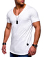 tanie Męskie koszulki casual-męskie casualowe koszule z dekoltem w serek jednokolorowe koszulki z krótkim rękawem letnie topy slim fit duży i wysoki t-shirt szary