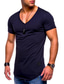 levne Pánská trička pro volný čas-pánská ležérní košile s výstřihem do V jednobarevná trička s krátkým rukávem letní topy slim fit velké a vysoké tričko šedá
