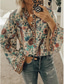 cheap Boho Tops-Women&#039;s Shirt Blouse Yellow Pink Dusty Rose Graphic Floral Button Print Long Sleeve Daily Holiday Vintage Boho Streetwear Round Neck Regular Boho S