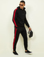cheap Basic Tracksuits-Men's Tracksuit Sweatsuit Activewear Set Pullover Hoodie Sweatshirt Jogging Suits Black White Yellow Red Dark Gray Hooded Solid Color Stripes Sports &amp; Outdoor Going out Sportswear Sportswear Workout