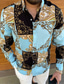 Недорогие Рубашка мужская с принтом-мужская рубашка в клетку с цветочным принтом и отложным воротником, уличные повседневные топы с длинными рукавами и принтом на пуговицах, повседневные модные дышащие удобные синие летние рубашки