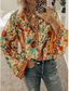 cheap Boho Tops-Women&#039;s Shirt Blouse Yellow Pink Dusty Rose Graphic Floral Button Print Long Sleeve Daily Holiday Vintage Boho Streetwear Round Neck Regular Boho S