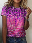 olcso Női pólók-Női Póló Dizájn 3D nyomtatás Virágos Grafika Dizájn Rövid ujjú Kerek Hétköznapi Szabadság Nyomtatott Ruházat Ruhák Dizájn Alap Lóhere Medence Arcpír rózsaszín
