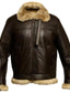 levne Pánské bundy a kabáty-pánská teplá kožená bunda z druhé světové války B3 s bílou kožešinou a stříháním černé ovčí kůže