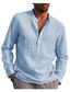 cheap Men&#039;s Casual Shirts-Men&#039;s Linen Shirt Blue Wine White Long Sleeve Solid Color Pocket Collar Birthday Street Classic Retro Relaxed Fit Tops 65% Cotton Contemporary Simple Lightweight Classic &amp; Timeless Light / Spring