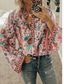 cheap Boho Tops-Women&#039;s Shirt Blouse Yellow Pink Dusty Rose Graphic Floral Button Print Long Sleeve Daily Holiday Vintage Boho Streetwear Round Neck Regular Boho S