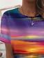 abordables T-shirts Femme-Femme T shirt Tee Design 3D effet Graphic Paysage 3D Océan Design Manches Courtes Col Rond Décontractée du quotidien Imprimer Vêtements Design basique Violet