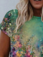 billige T-shirts til kvinde-Dame T-shirt Designer 3D-udskrivning Blomstret Grafisk Design Kortærmet Rund hals Afslappet Daglig Trykt mønster Tøj Tøj Designer Basale Årgang Grøn