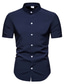 cheap Men&#039;s Casual Shirts-Men&#039;s Shirt Solid Color Stand Collar Street Casual Button-Down Short Sleeve Tops Casual Fashion Breathable Comfortable Blue White Black Summer Shirts