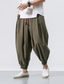 billige linbukser-harem lin bukser for menn pluss størrelse yoga bukser premium bomull lange bukser casual elastisk midje snøring hippie strandbukser svart