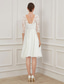 abordables Petits robes blanches-Ligne A Mi-long Robes de mariée Robes pour enterrement de vie de jeune fille robe de mariée Petites Robes Blanches Demi Manches Col en V Remise des Diplômes Anniversaire Chiffon Dentelle avec Drap