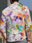 billige Skjorter med tryk til mænd-Herre Skjorte Grafisk Batikfarvet Høj krave Regnbue Trykt mønster udendørs Afslappet 3D-udskrivning Knap ned Tøj Mode Designer Afslappet Bekvem / Langærmet