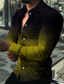 billiga Skjortor med tryck för män-Herr Skjorta Grafisk Lutning Nedvikt Vin Gul Rubinrött Blå Grön Tryck Dagligen Helgdag Långärmad 3D-utskrift Button-Down Kläder Mode Designer Ledigt Andningsfunktion