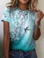 cheap Women&#039;s T-shirts-Women&#039;s T shirt Tee Designer 3D Print Floral Graphic Bird Design Short Sleeve Round Neck Casual Holiday Print Clothing Clothes Designer Basic Green Blue Pink